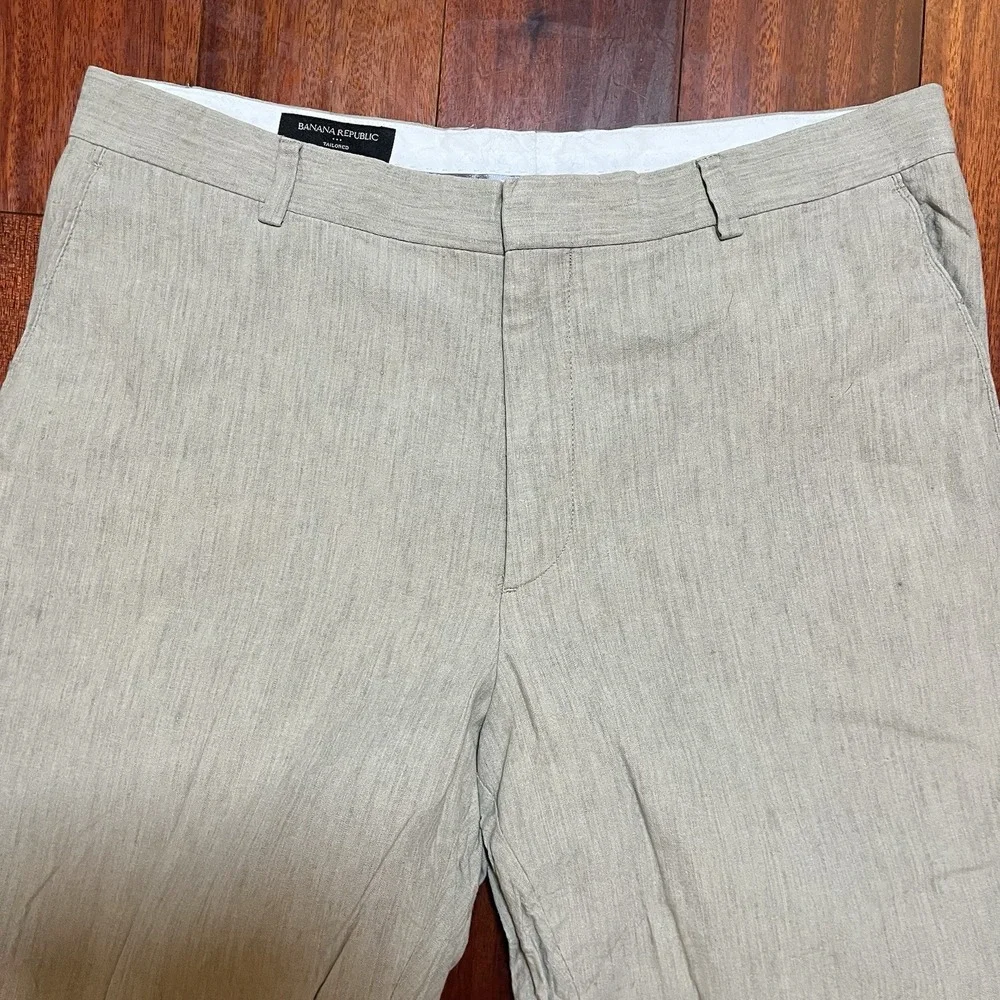 Banana Republic Pants Mens 34x30 Linen Blend Tailored Fit Dress Trousers Preppy